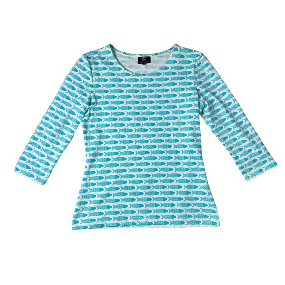 Sailor - Sailor Women's Blue Fish UPF Sun Protection Tee Shirt Size XS